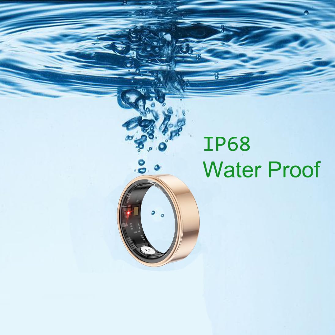 Smart Ring Health Tracker–Fitness, Sleep, Heart Rate, Blood Oxygen|IP68 Waterproof Bluetooth