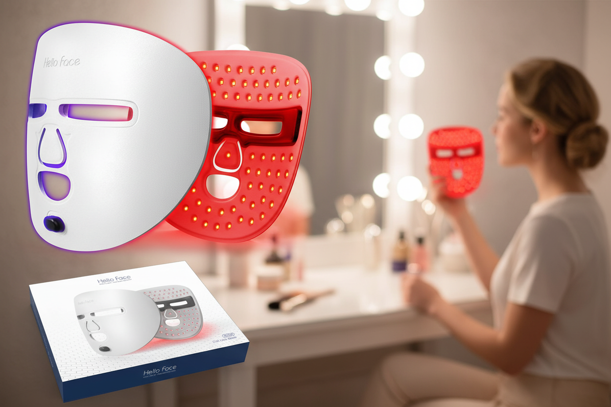 CodedLuxe HelloFace LED Radiance Mask–Premium Red Light Therapy for Home & Travel