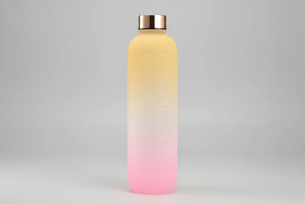 32oz Gradient Color Sports Water Bottle with Time Marker Yellow