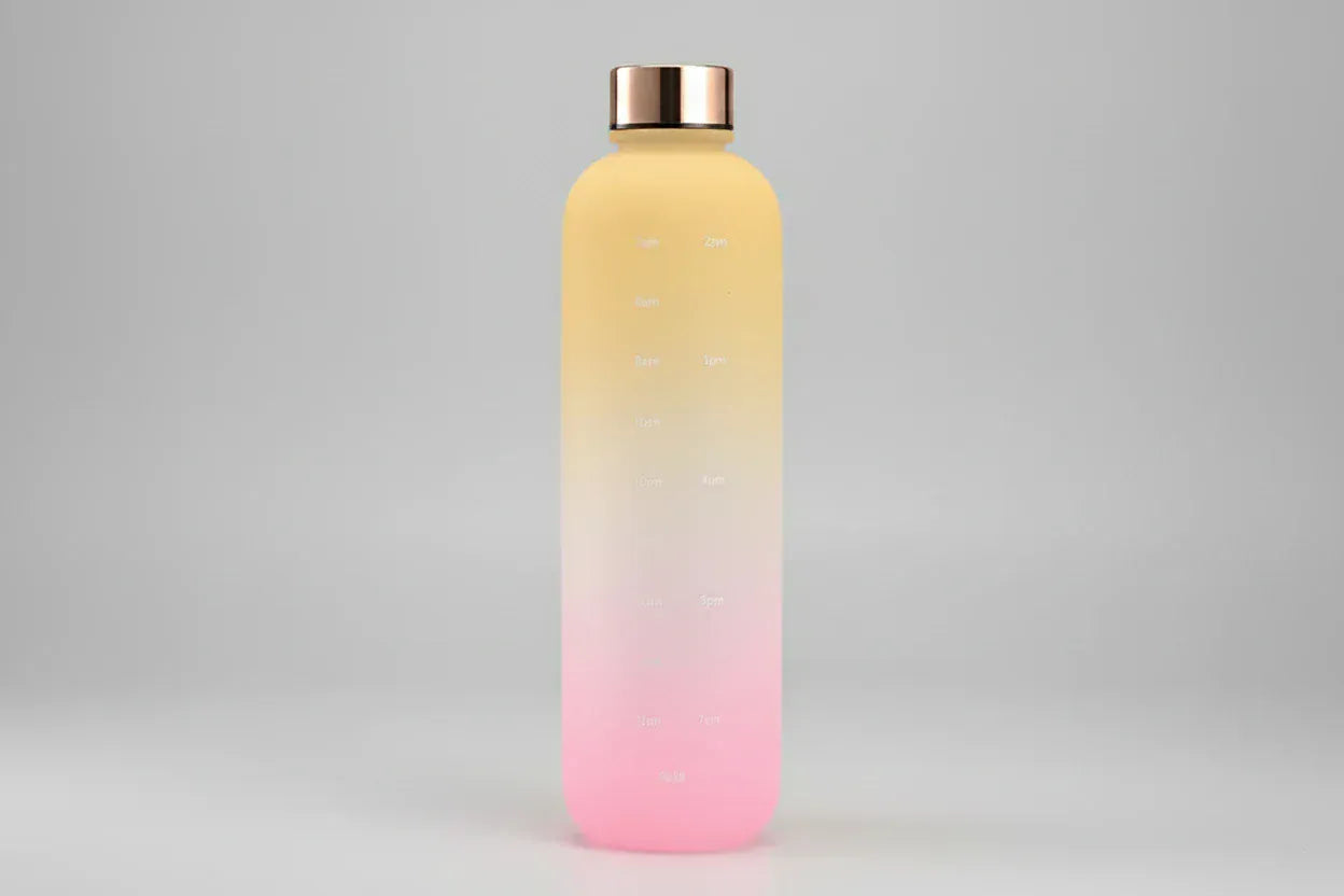 32oz Gradient Color Sports Water Bottle with Time Marker Yellow