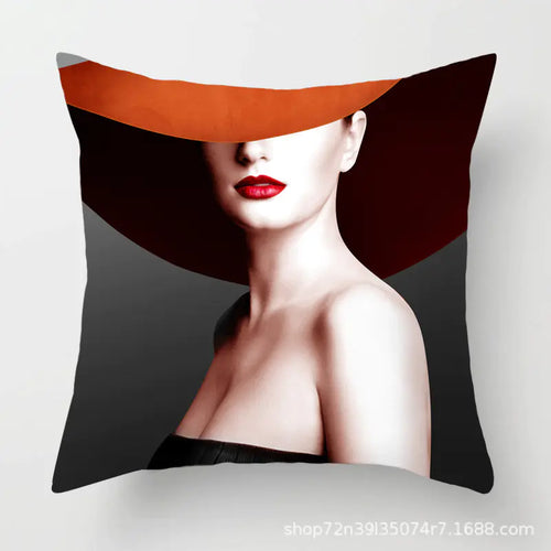 Abstract Art Beauty Throw Pillow Cover - Nordic Style Plush 45x 45cm-single side printing (excluding pillow core, does not support return) / BCR-ZT006977