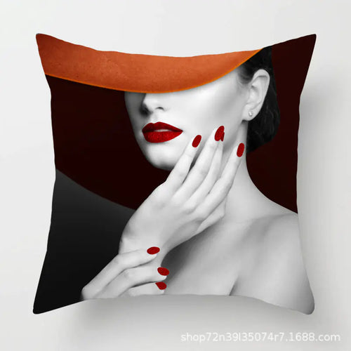 Abstract Art Beauty Throw Pillow Cover - Nordic Style Plush 45x 45cm-single side printing (excluding pillow core, does not support return) / BCR-ZT006978
