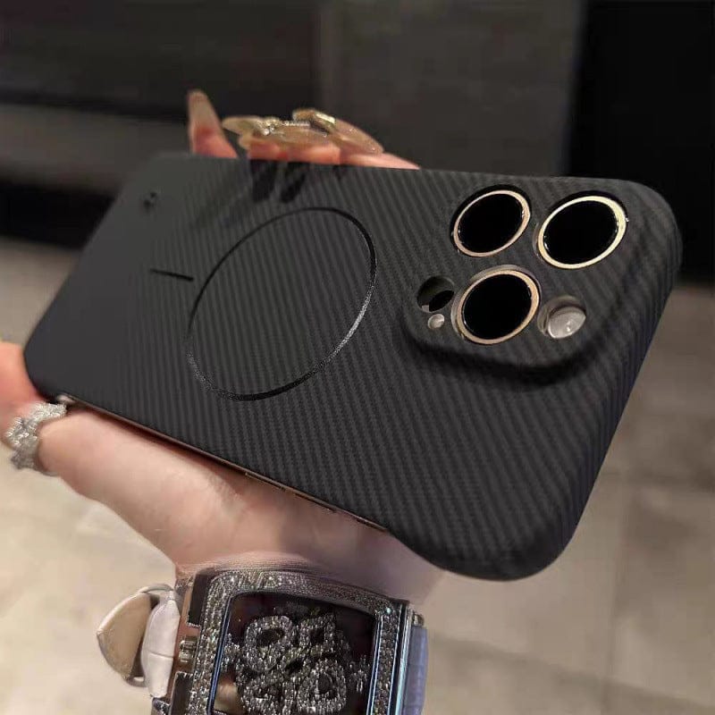 Carbon Fiber Magnetic Custom Case Black / iPhone12