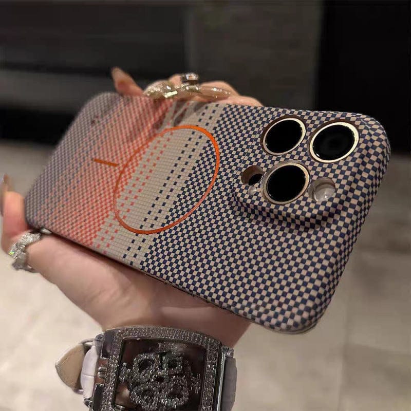 Carbon Fiber Magnetic Custom Case Sunset Orange / iPhone12