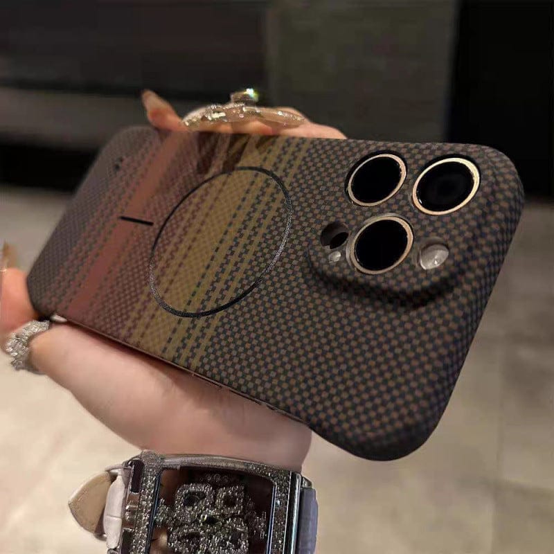 Carbon Fiber Magnetic Custom Case Yellow Red / iPhone12