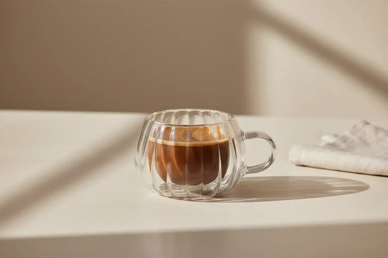 Elegant Borosilicate Thermal Glass Mug Striped Round Mug 150ml