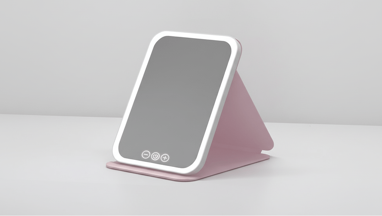 GlowFlex LED Vanity Mirror Pink / 14X19 CM