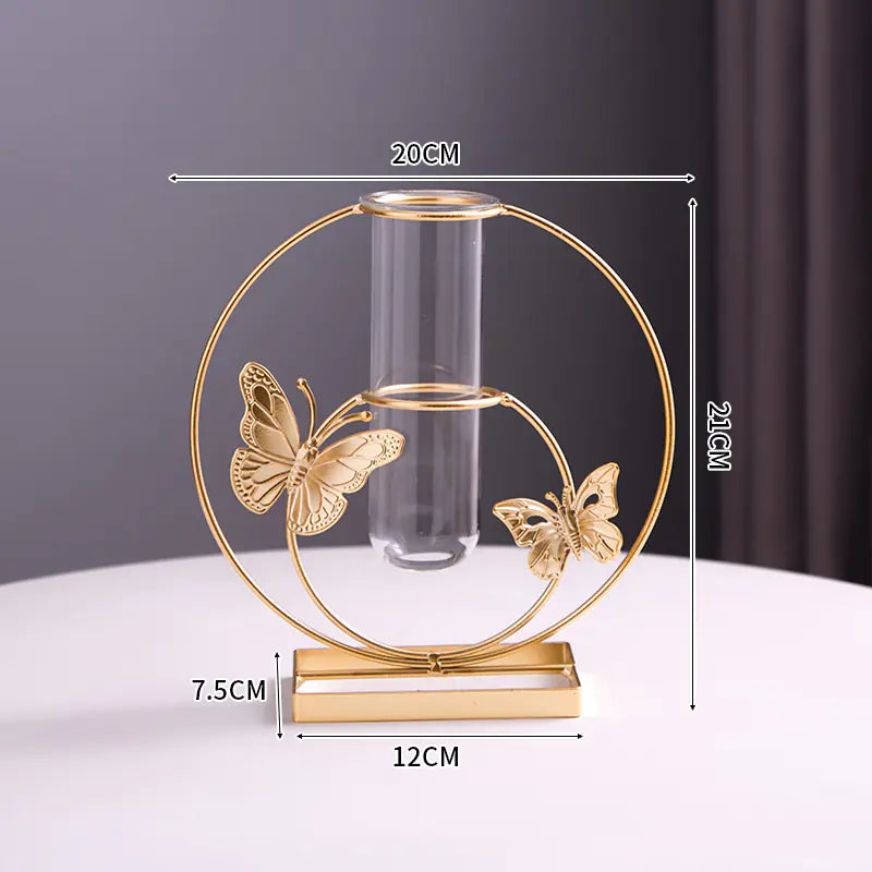 Home Decor Faux Flower Vase for Table Decoration Butterfly Flower-Round