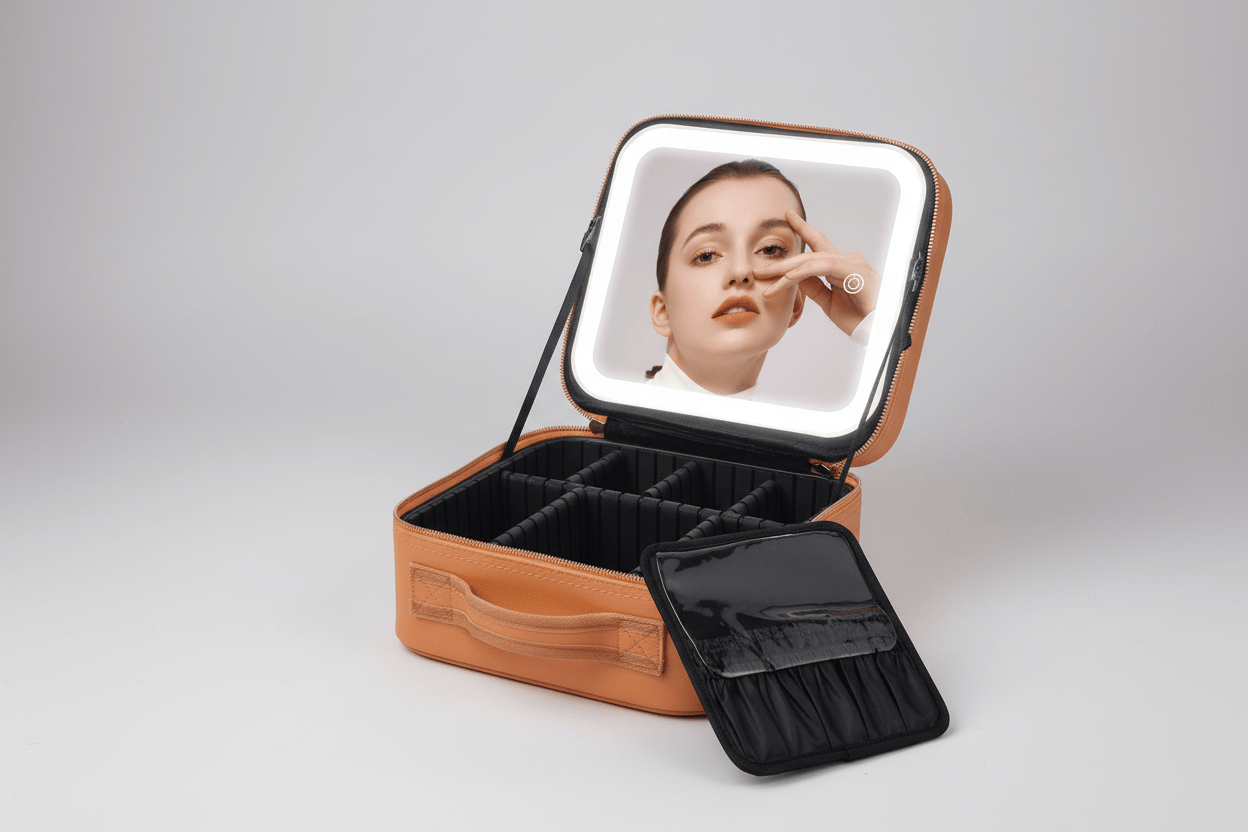 LuxeGlow Travel LED Cosmetic Bag Brown / Single pack