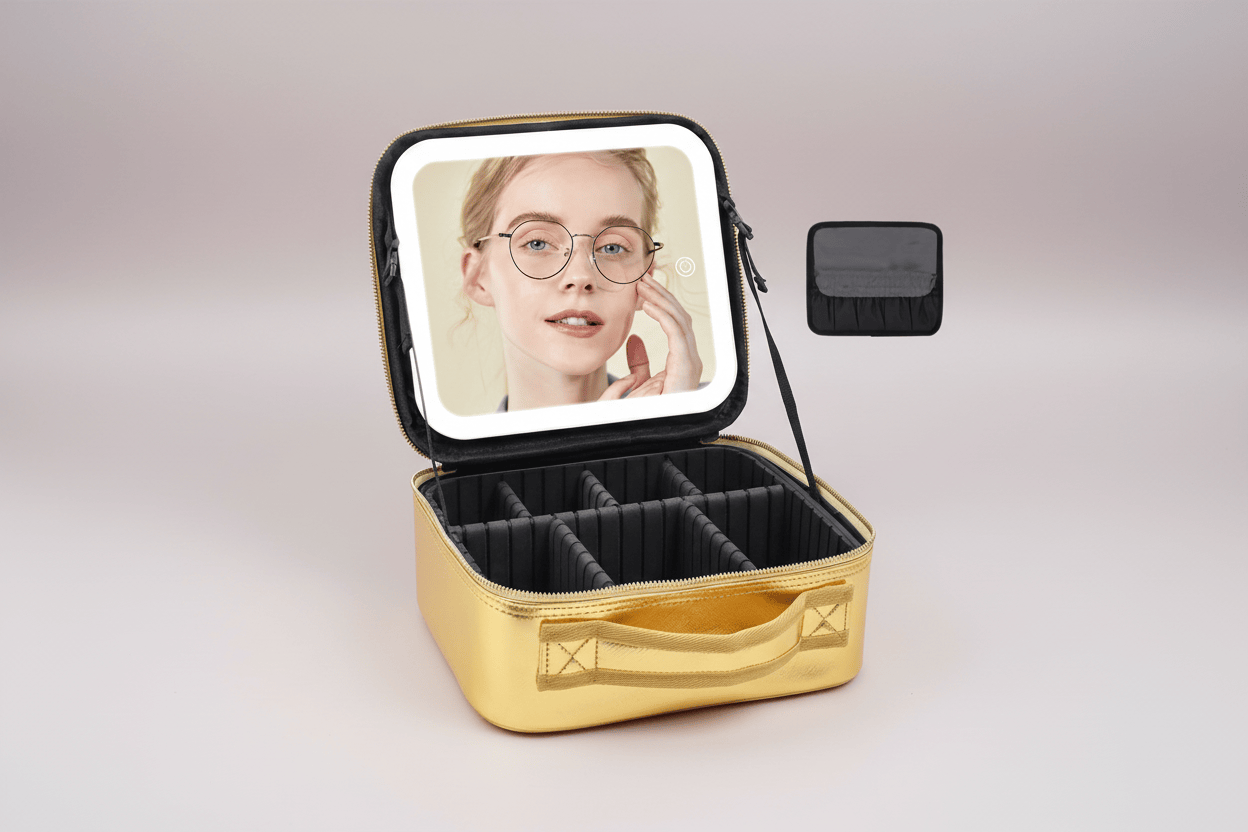 LuxeGlow Travel LED Cosmetic Bag Champagne Gold / Single pack