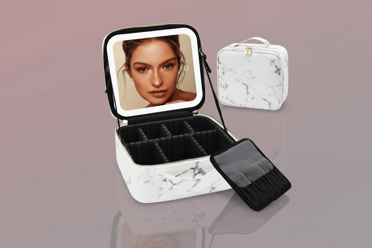 LuxeGlow Travel LED Cosmetic Bag Marble / Single pack
