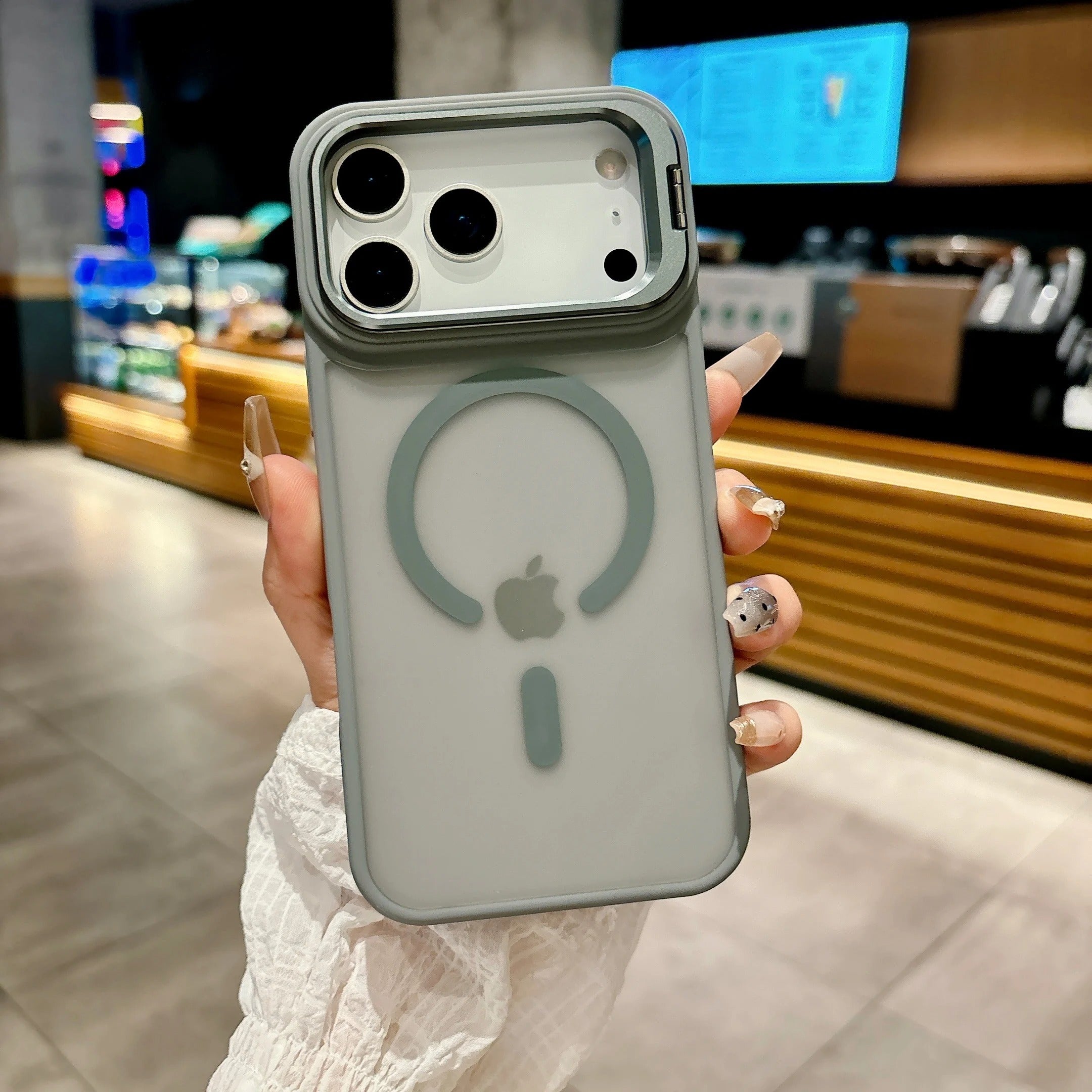 Metal Bracket Frosted Matte Translucent iPhone Case