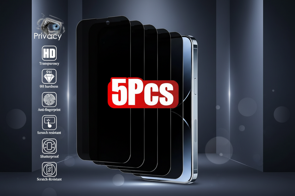 5-Pack Premium Privacy Screen Protector For iPhones–9H Hardness, Shatterproof & Anti-Fingerprint