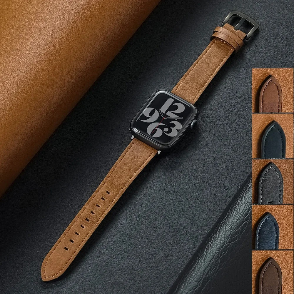 Luxury Full Grain Leather Apple Watch Ultra Band - Compatible with All Series