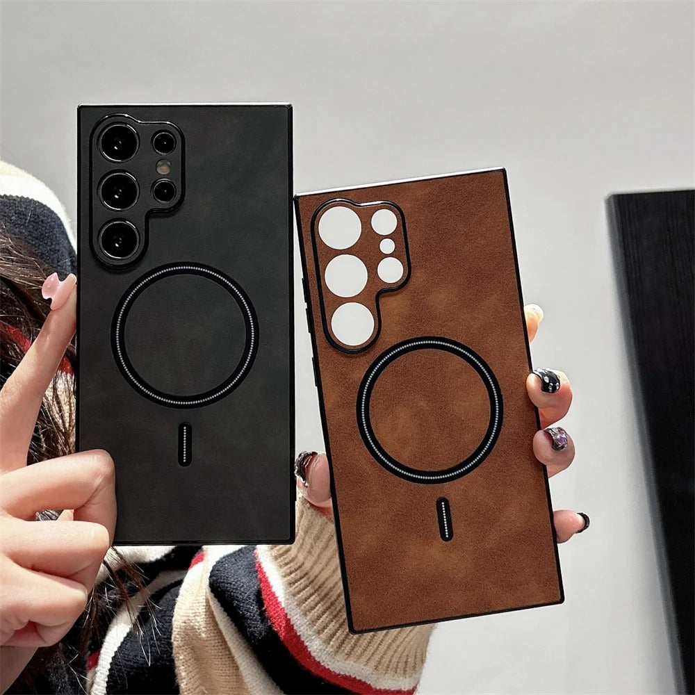 Business Retro Leather Magsafe Magnetic Case For SamSung Galaxy