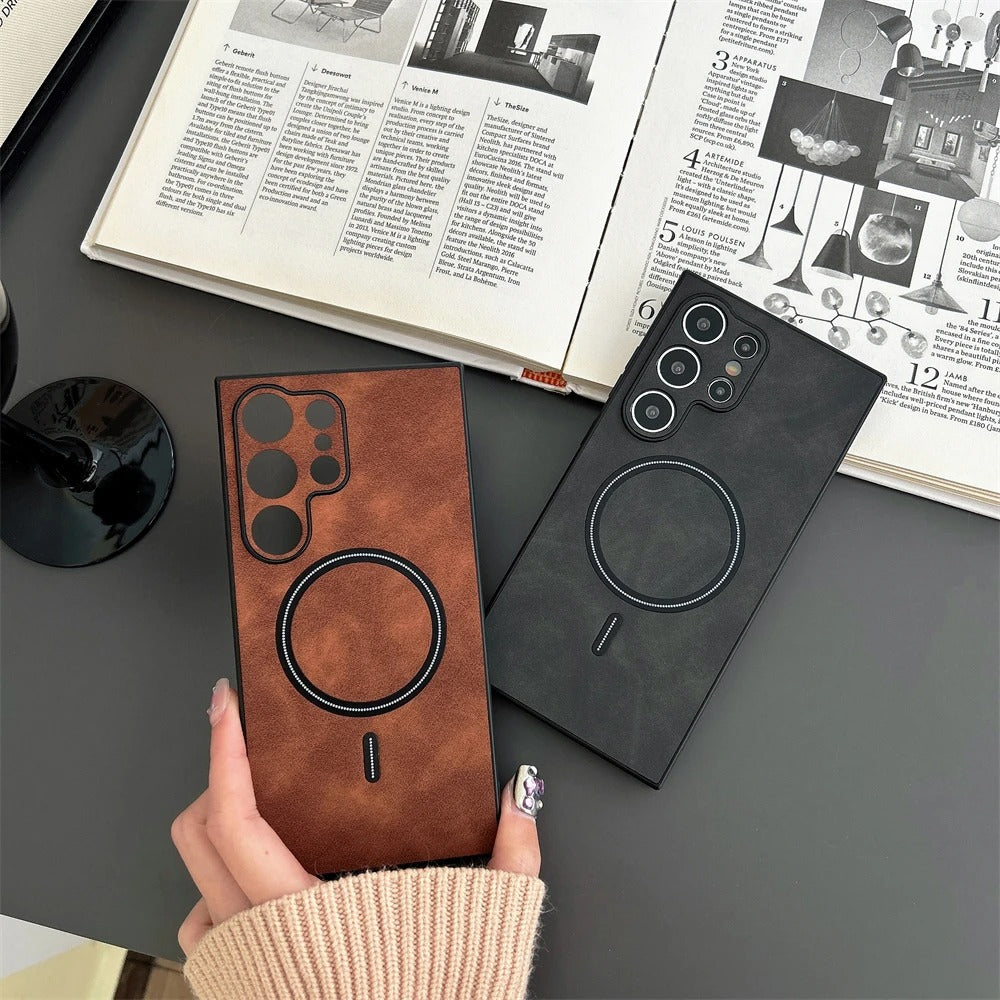 Business Retro Leather Magsafe Magnetic Case For SamSung Galaxy