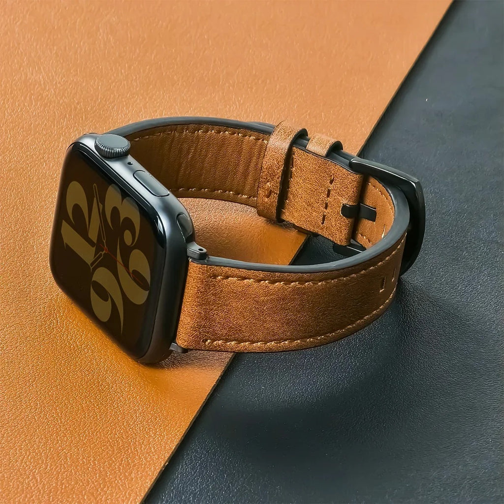 Luxury Full Grain Leather Apple Watch Ultra Band - Compatible with All Series