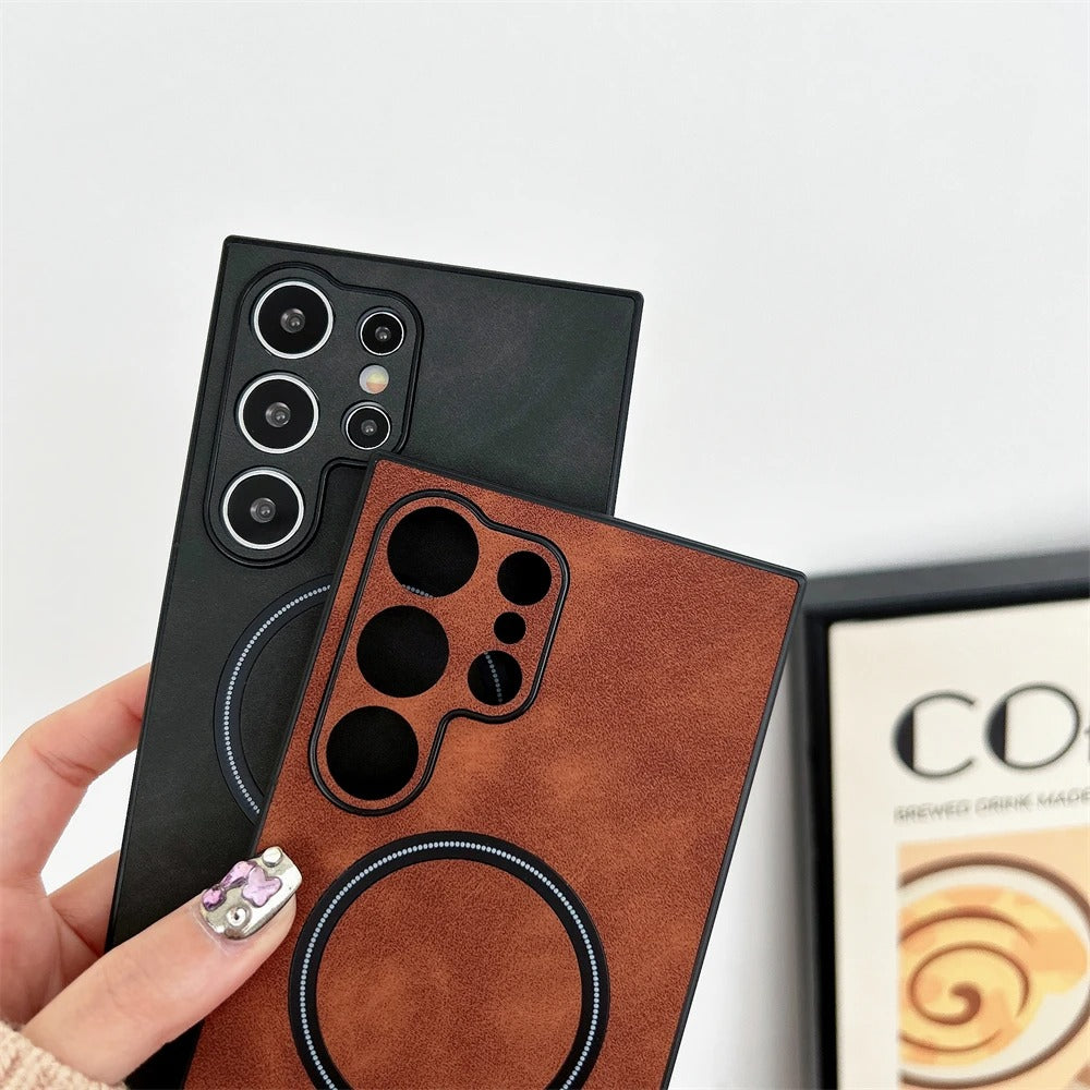 Business Retro Leather Magsafe Magnetic Case For SamSung Galaxy