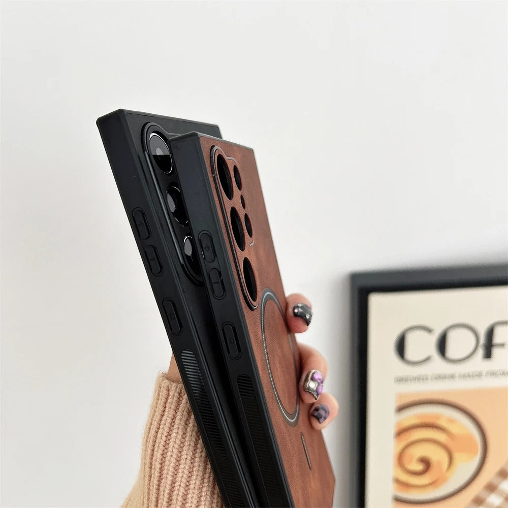Business Retro Leather Magsafe Magnetic Case For SamSung Galaxy