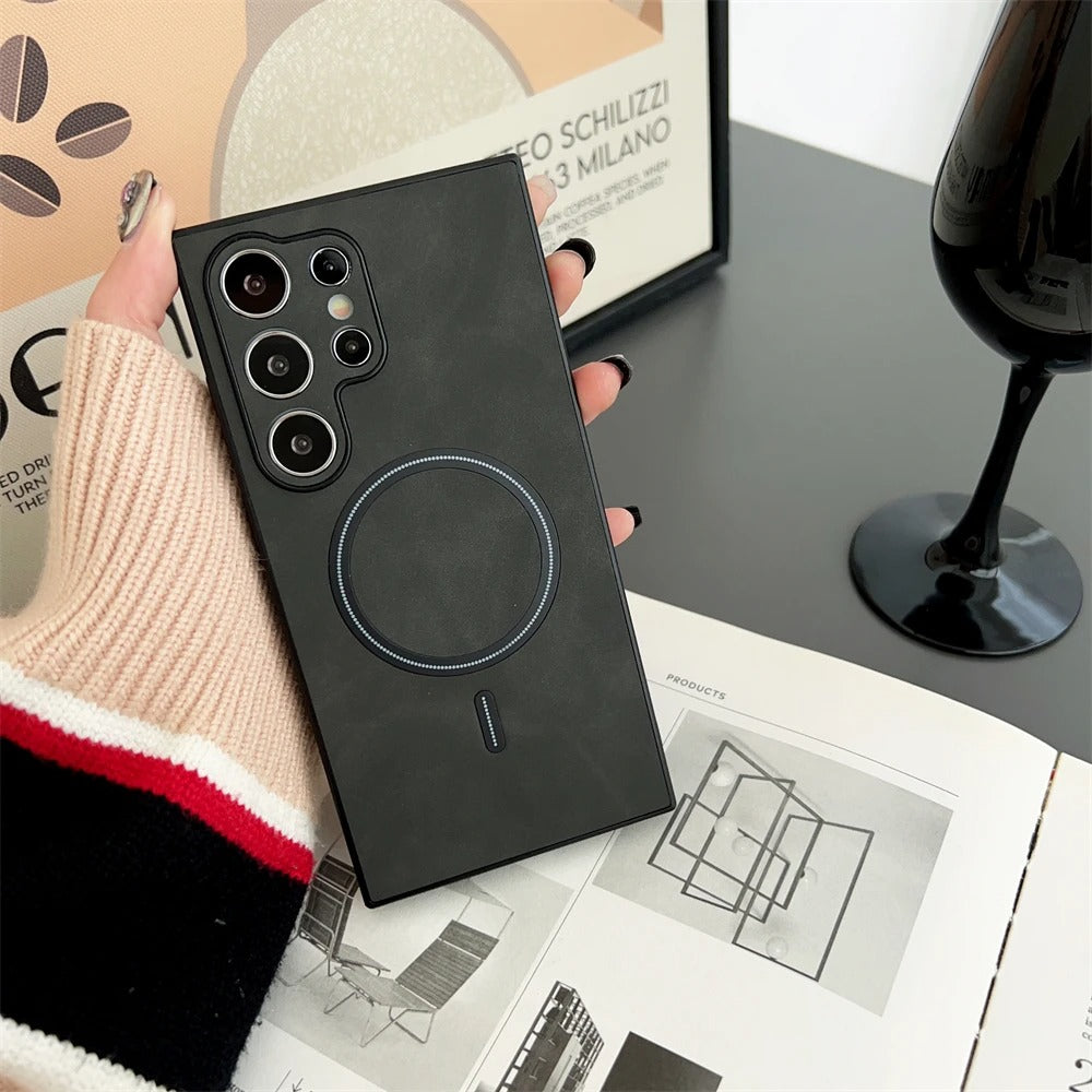 Business Retro Leather Magsafe Magnetic Case For SamSung Galaxy