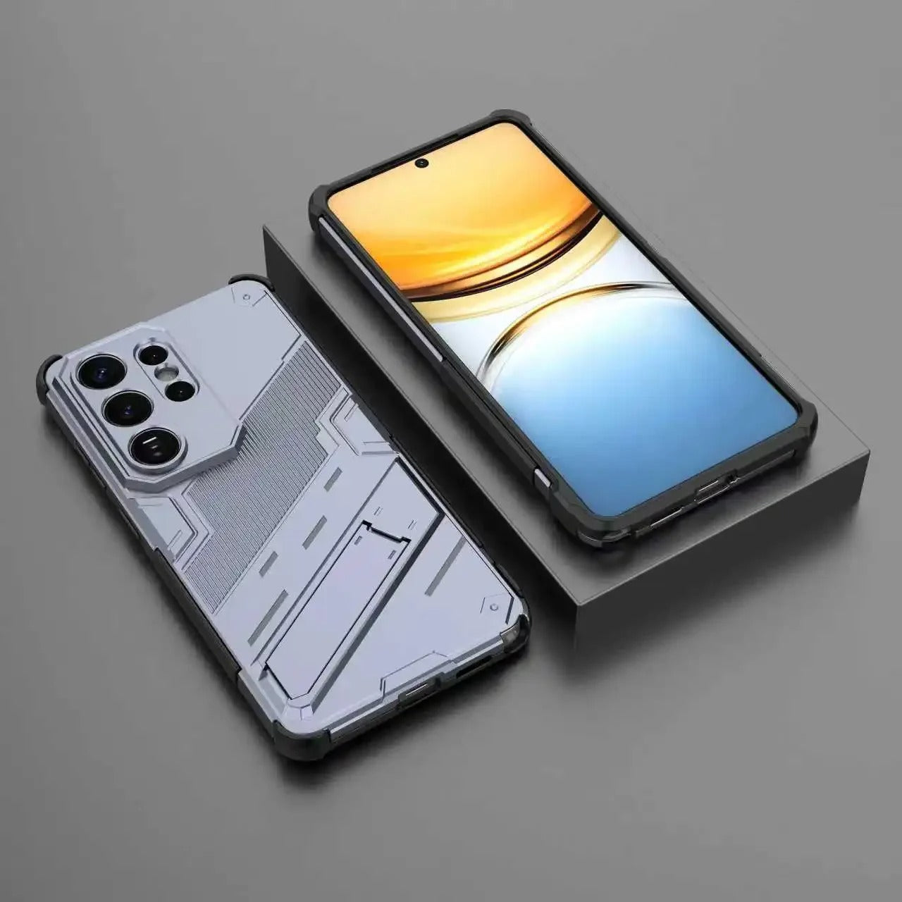 Armor Shockproof Phone Case For Samsung Galaxy–With Holder Lens Protect Cover