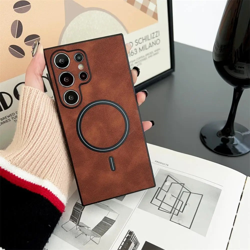 Business Retro Leather Magsafe Magnetic Case For SamSung Galaxy