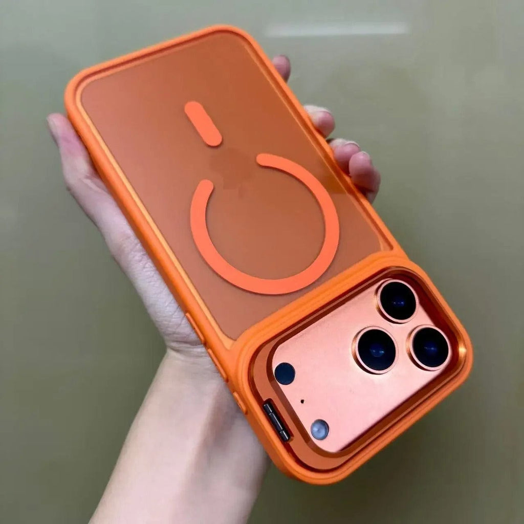 Metal Bracket Frosted Matte Translucent iPhone Case Orange / For iphone 17Pro Max