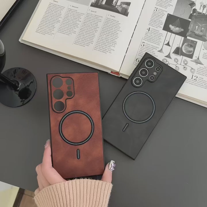 Business Retro Leather Magsafe Magnetic Case For SamSung Galaxy