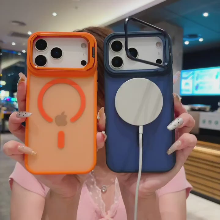 Metal Bracket Frosted Matte Translucent iPhone Case