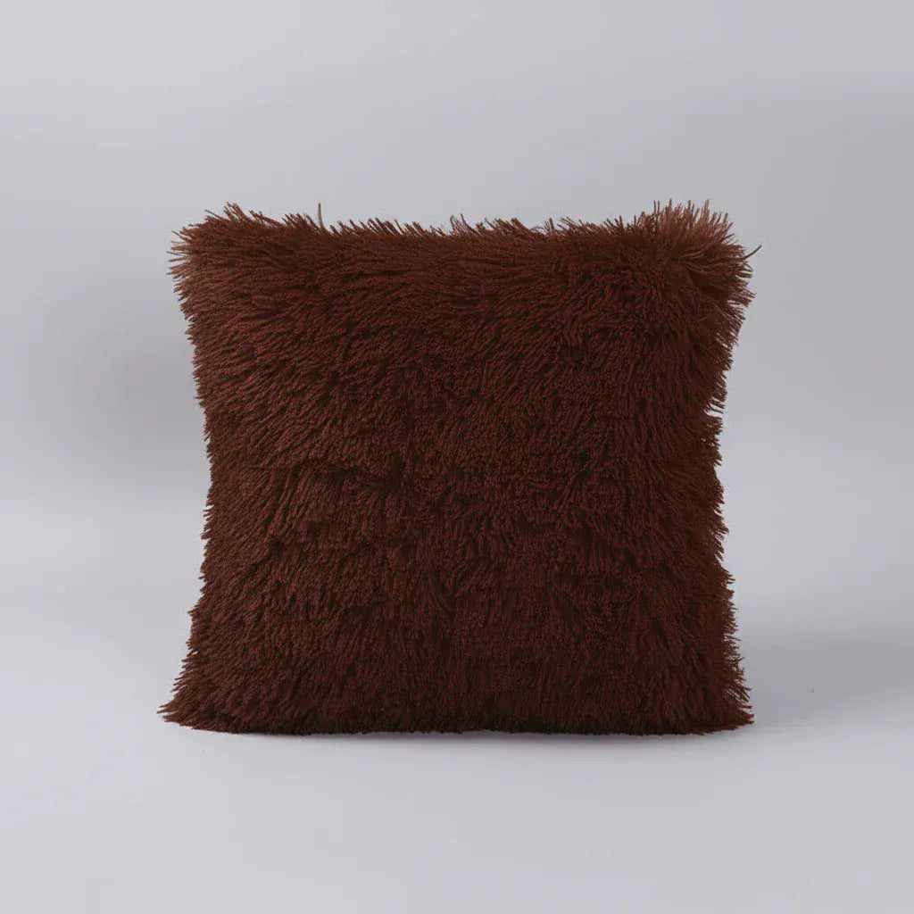 Solid Color Simple Crystal Plush Pillow Brown / 40x40cm