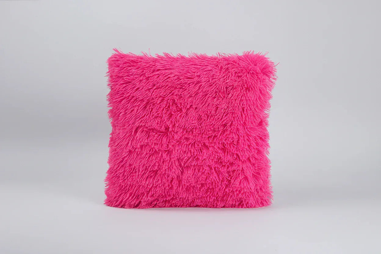 Solid Color Simple Crystal Plush Pillow Dark pink / 40x40cm