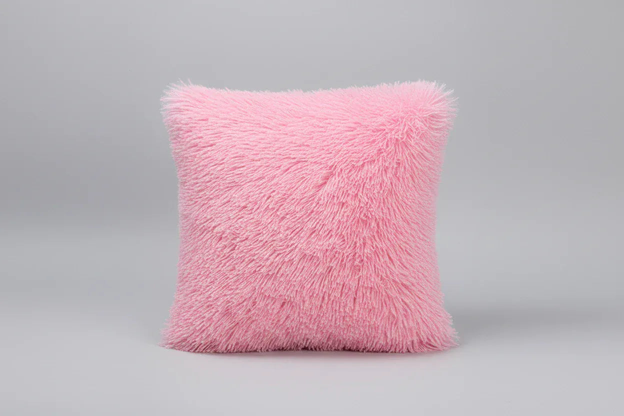 Solid Color Simple Crystal Plush Pillow Pink / 40x40cm