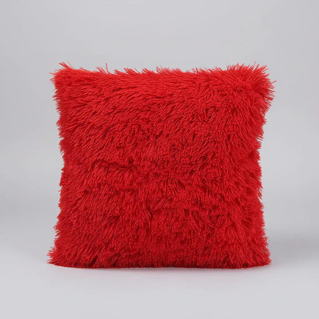 Solid Color Simple Crystal Plush Pillow Red / 40x40cm