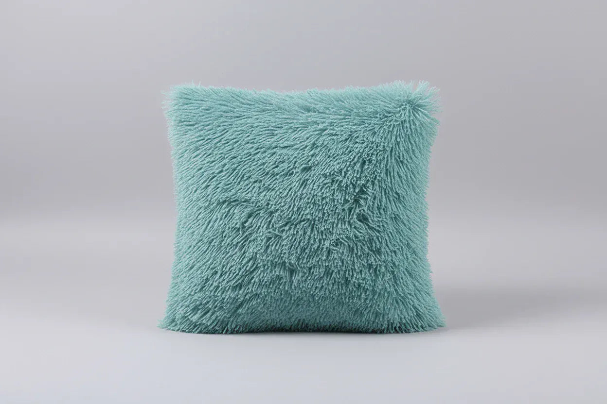 Solid Color Simple Crystal Plush Pillow Water Blue / 40x40cm