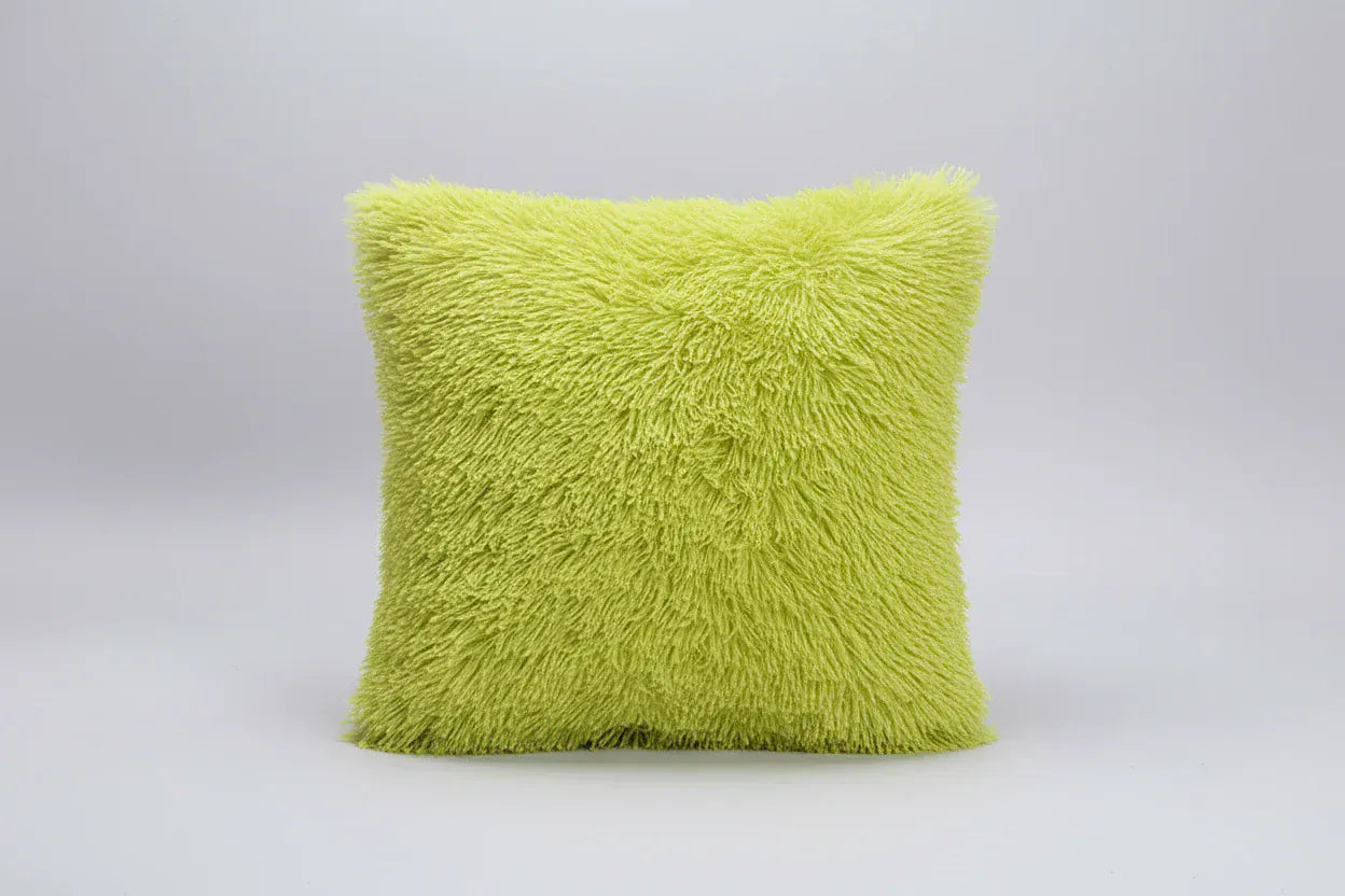 Solid Color Simple Crystal Plush Pillow Yellow green / 40x40cm