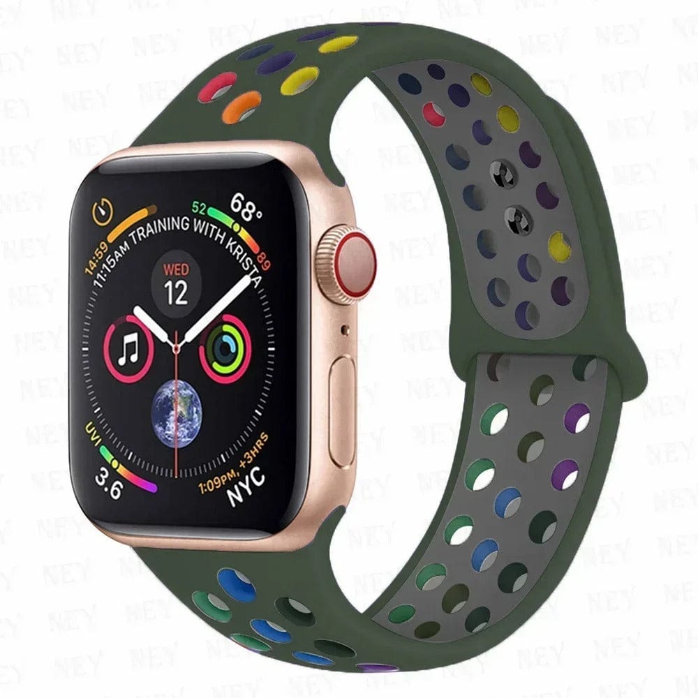 Unisex Silicone Sport Band for Apple Watch Army green Pride / 38 40 41mm-S10 42mm / S-M
