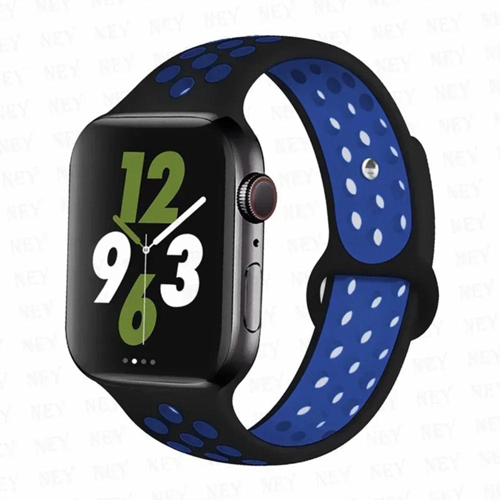 Unisex Silicone Sport Band for Apple Watch Black-blue / 38 40 41mm-S10 42mm / S-M