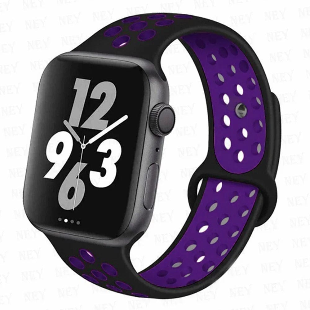 Unisex Silicone Sport Band for Apple Watch Black purple / 38 40 41mm-S10 42mm / S-M