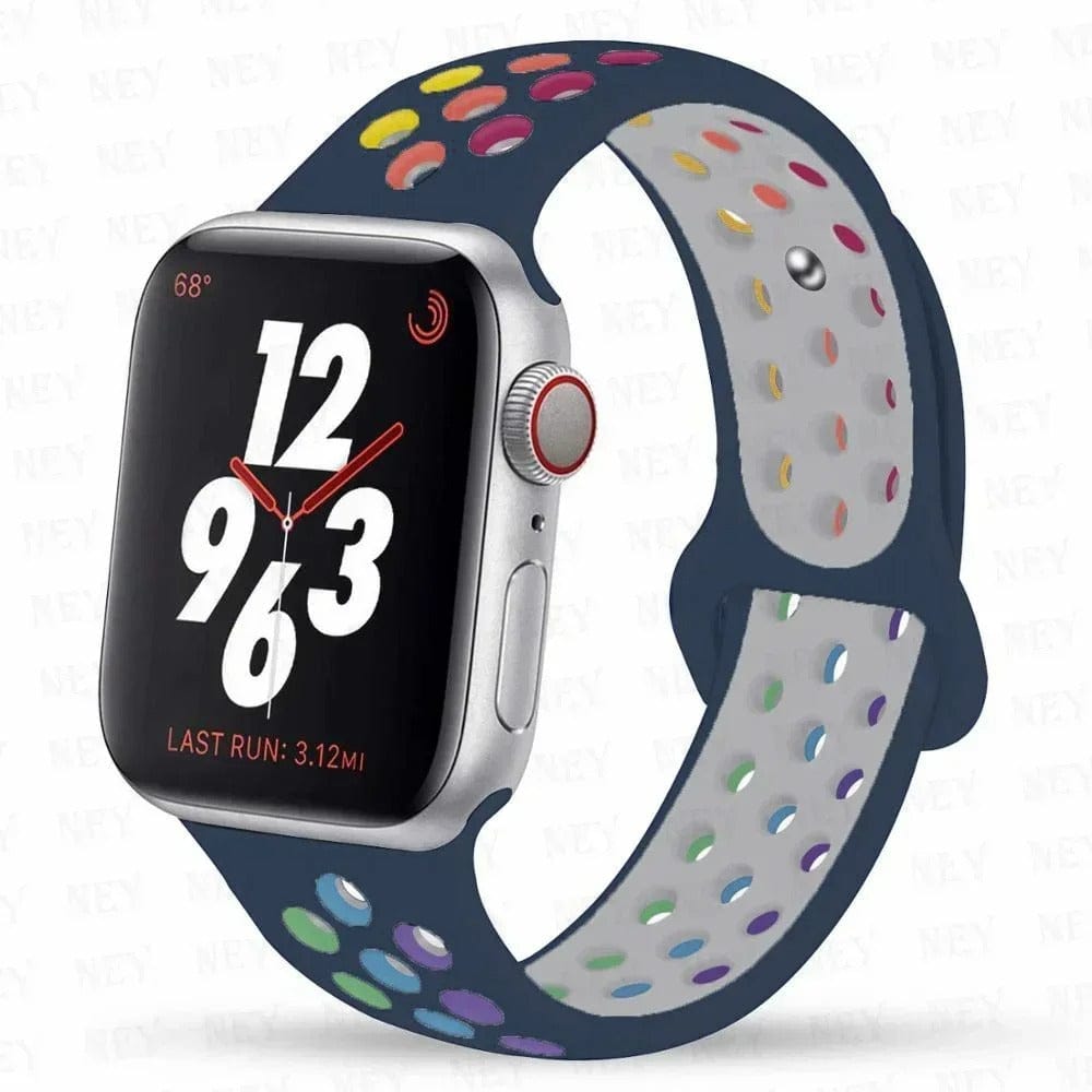 Unisex Silicone Sport Band for Apple Watch Mid blue Pride / 38 40 41mm-S10 42mm / S-M