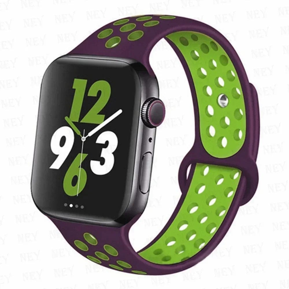 Unisex Silicone Sport Band for Apple Watch purple green / 38 40 41mm-S10 42mm / S-M