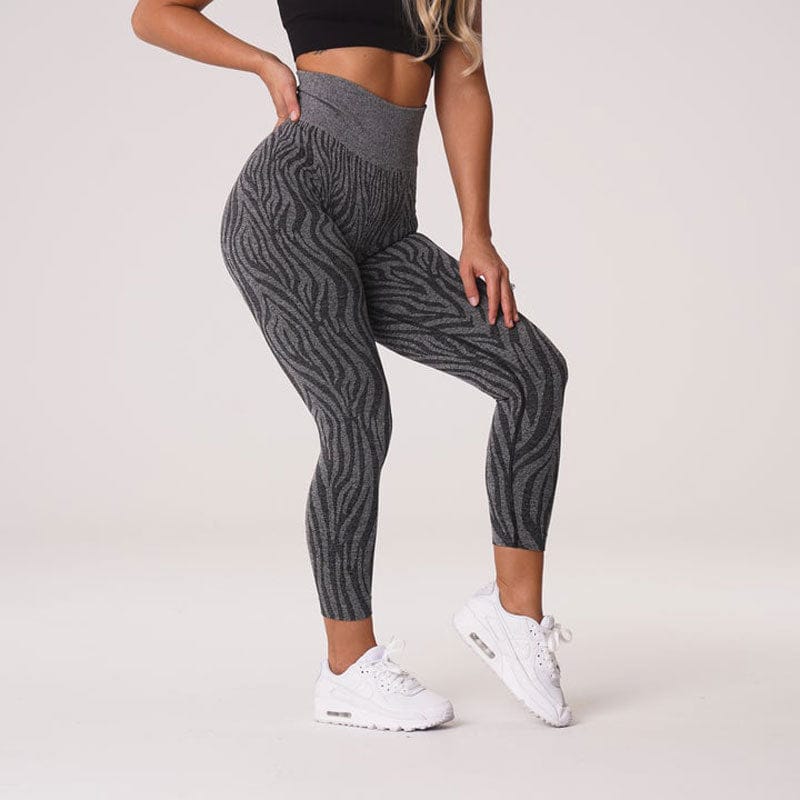 Women's Fashion Color Striped Ninth Yoga Pants Black / L