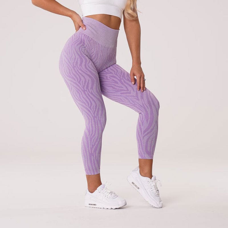 Women's Fashion Color Striped Ninth Yoga Pants Purple / L